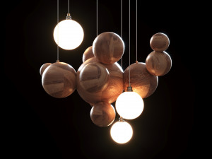 pendant lamp made of wooden balls lampatron helsing 3D Model