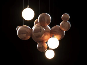 pendant lamp made of wooden balls lampatron helsing 3D Model