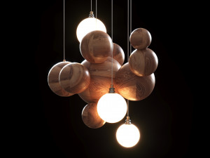 pendant lamp made of wooden balls lampatron helsing 3D Model
