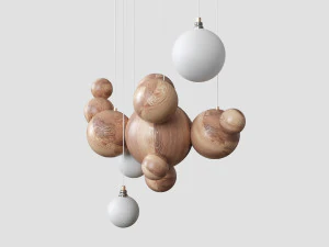 pendant lamp made of wooden balls lampatron helsing 3D Model