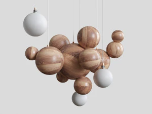 pendant lamp made of wooden balls lampatron helsing 3D Model