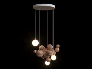 pendant lamp made of wooden balls lampatron helsing 3D Model