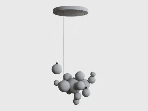 pendant lamp made of wooden balls lampatron helsing 3D Model
