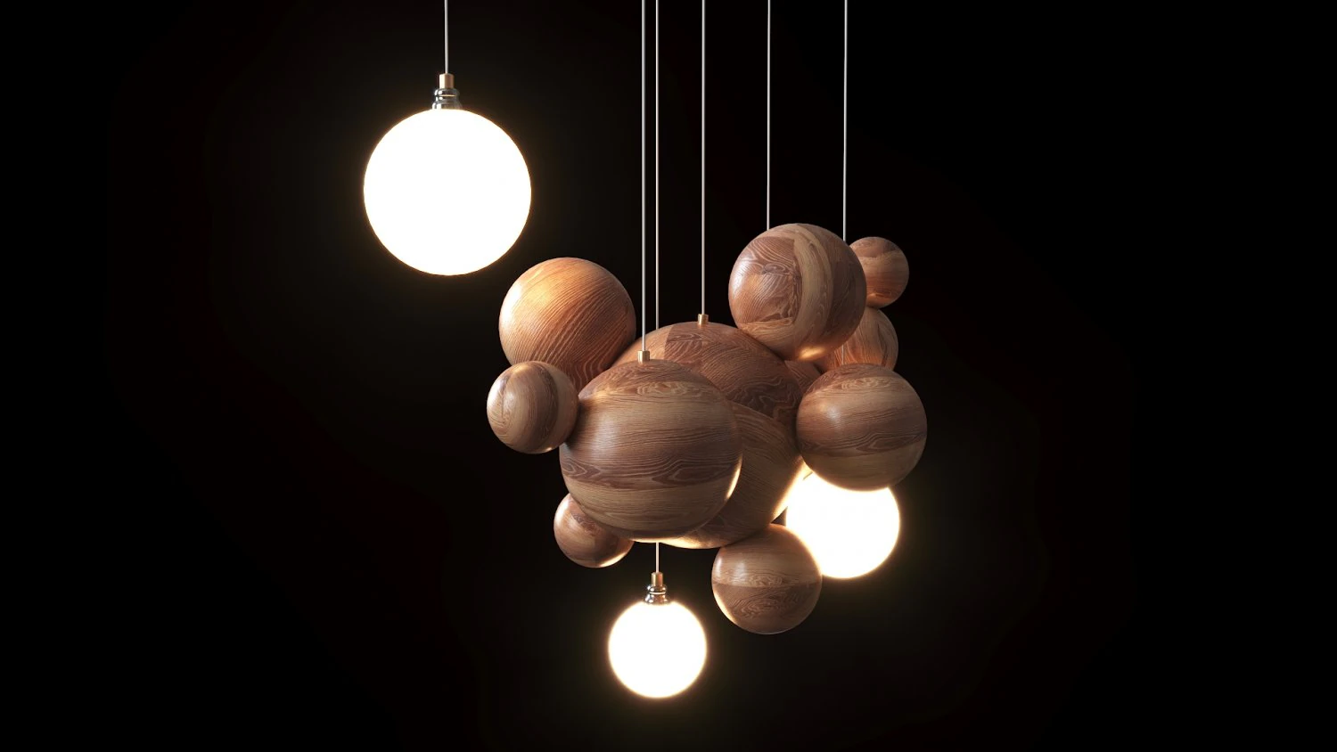 pendant lamp made of wooden balls lampatron helsing 3D Model .c4d .max .obj .3ds .fbx .stl .blend 