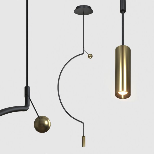 pendant lamp delight axo light liaison m1 black - gold 3D 模型 .c4d .max .obj .3ds .fbx .stl .blend 