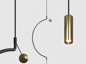 pendant lamp delight axo light liaison m1 black - gold 3D Model