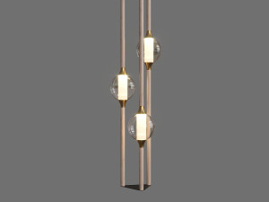 led lampatron tabeo with three shades on three wooden posts 3D Model