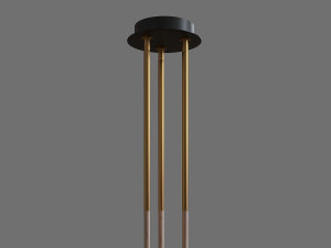 led lampatron tabeo with three shades on three wooden posts 3D Model