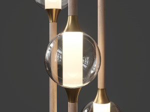 led lampatron tabeo with three shades on three wooden posts 3D Model