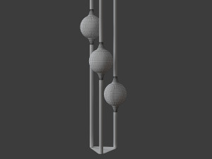 led lampatron tabeo with three shades on three wooden posts 3D Model