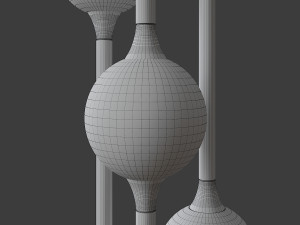 led lampatron tabeo with three shades on three wooden posts 3D Model