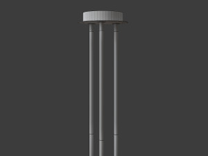 led lampatron tabeo with three shades on three wooden posts 3D Model