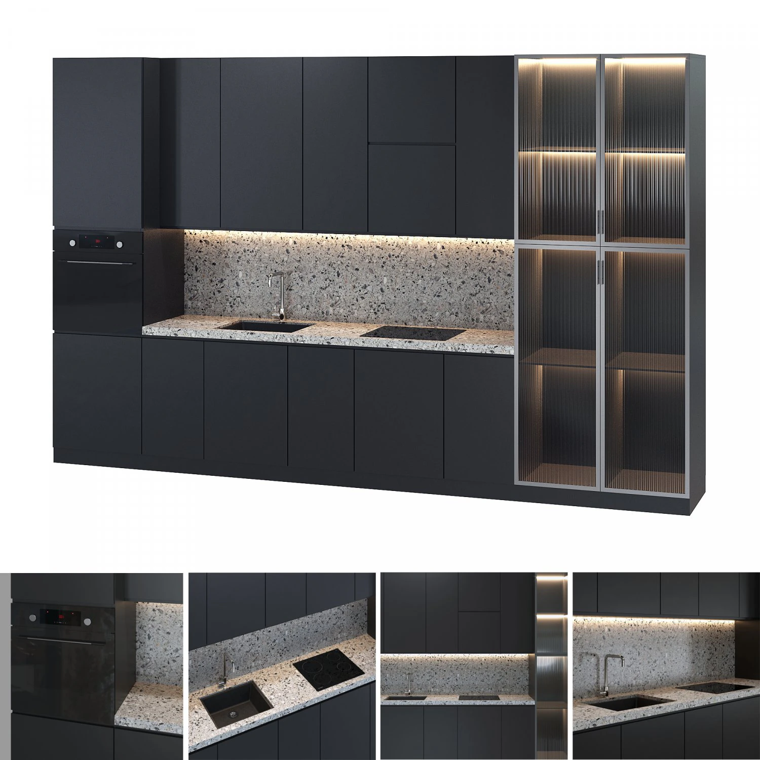 modern kitchen 3D Model .c4d .max .obj .3ds .fbx .stl .blend 