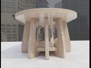 tavolino in legno 3d 3D 模型