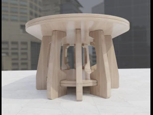 tavolino in legno 3d 3D Model