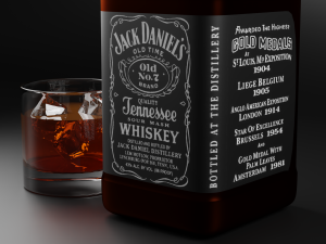 whiskey bottle and glass shot 3D 모델
