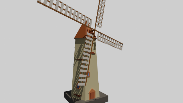 mill with surrounding objects 3D Model .c4d .max .obj .3ds .fbx .stl .blend 