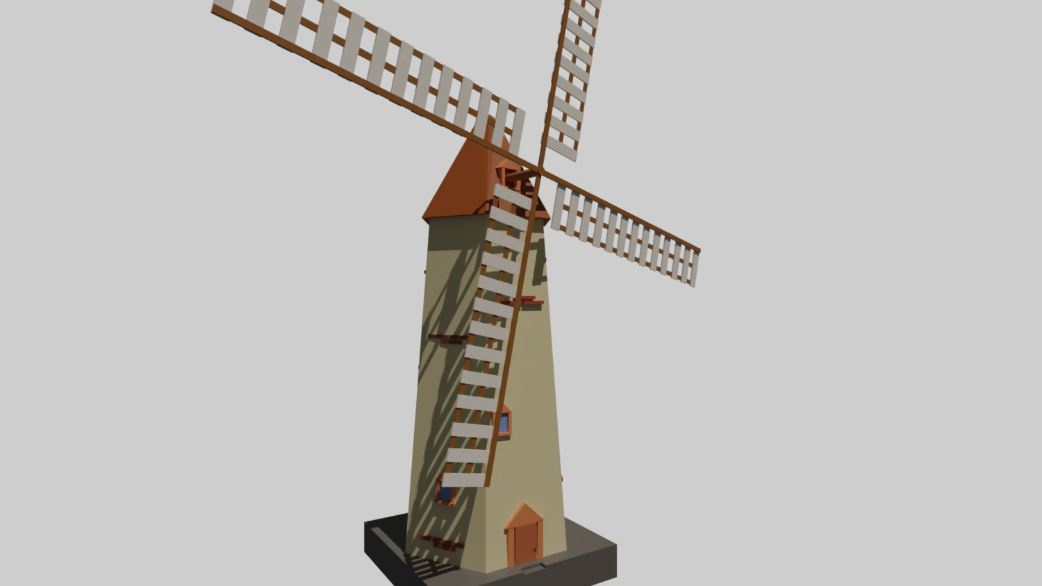 mill with surrounding objects 3D Model .c4d .max .obj .3ds .fbx .stl .blend 