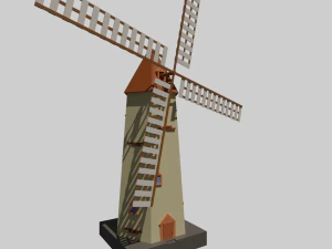 moinho com objetos ao redor Modelo 3D