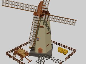 mill with surrounding objects 3D Model