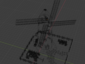 mill with surrounding objects 3D Model