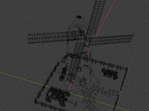 mill with surrounding objects 3D Model