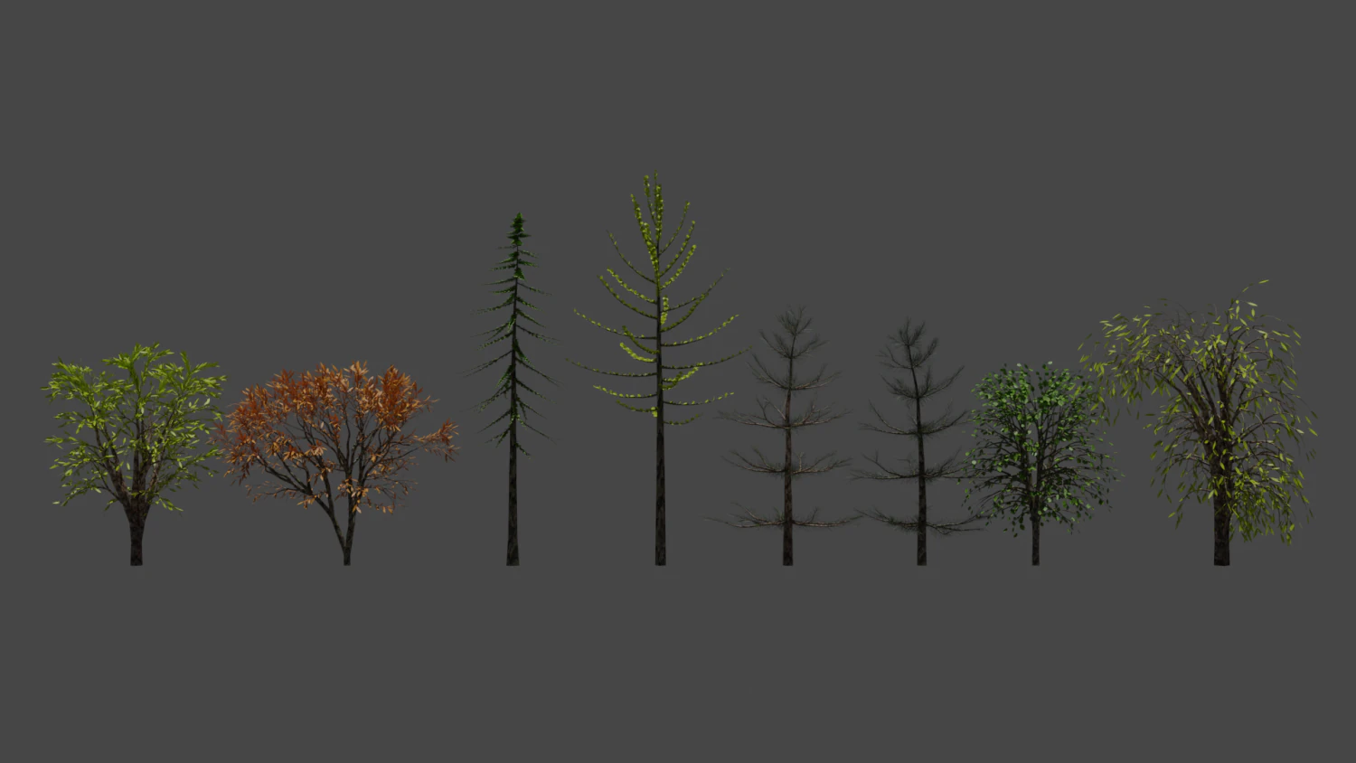 8 B&auml;ume 3D Modell .c4d .max .obj .3ds .fbx .stl .blend 