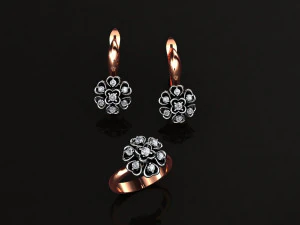ring end earrings 3D Model