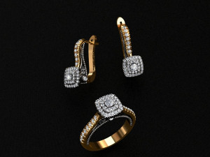 ring end earrings Model 3D