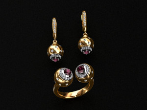 ring end earrings Model 3D