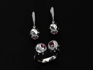 ring end earrings 3D Model