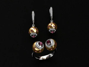 ring end earrings 3D Model