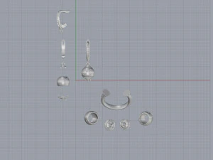 ring end earrings 3D Model