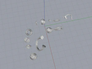 ring end earrings 3D Model