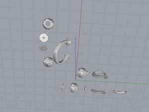 ring end earrings 3D Модель