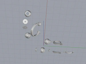 ring end earrings 3D Model