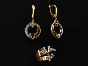 ring end earrings Model 3D