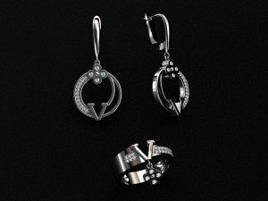 ring end earrings Modelo 3D