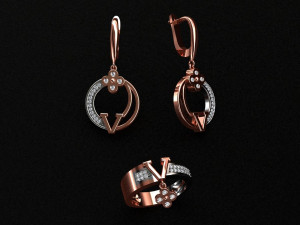 ring end earrings Modelo 3D