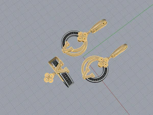 ring end earrings 3D Model