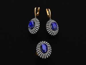 ring end earrings Model 3D