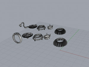 ring end earrings Model 3D