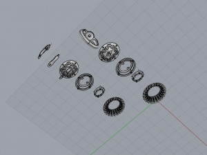 ring end earrings Model 3D
