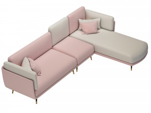 velvet upholstered sofa homary 3D Модель