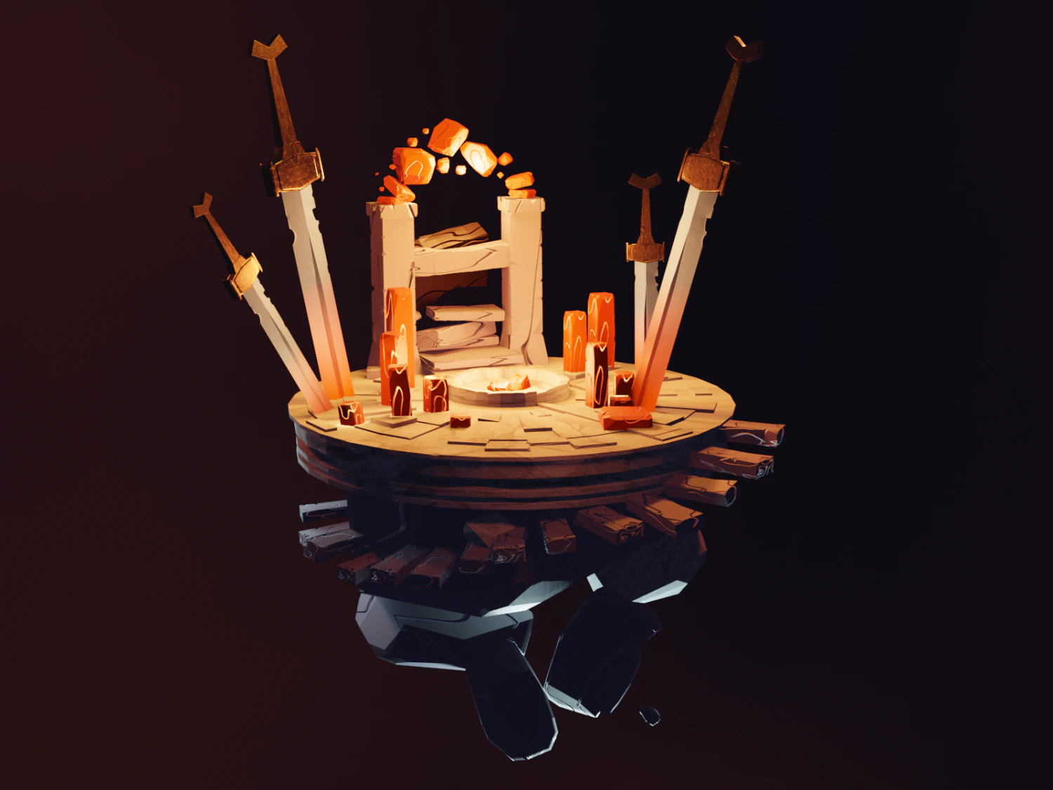 fire swords 3D Model .c4d .max .obj .3ds .fbx .stl .blend 