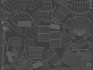 low poly cute cartoon girl goes from the store with purchases Modèle 3D