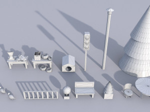 cartoon lowpoly sea city pack Modelo 3D