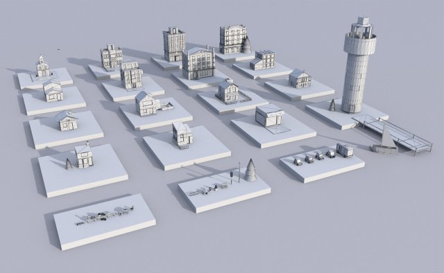 cartoon lowpoly sea city pack Modelo 3D .c4d .max .obj .3ds .fbx .stl .blend 
