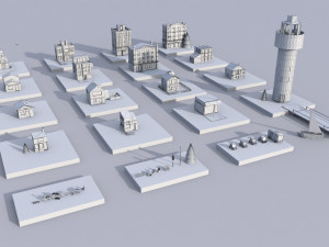 cartoon lowpoly sea city pack 3D मॉडल