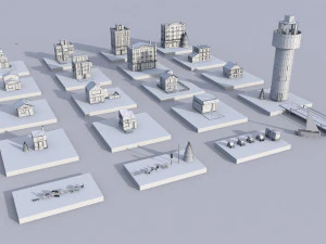 कार्टून लोपोली सी सिटी पैक 3D मॉडल